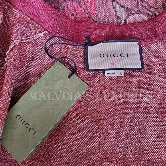 GUCCI SWEATER NOJUM LUREX FLORAL CARDIGAN VOLUMINOUS SLEEVES sz L LARGE - Picture 10 of 16